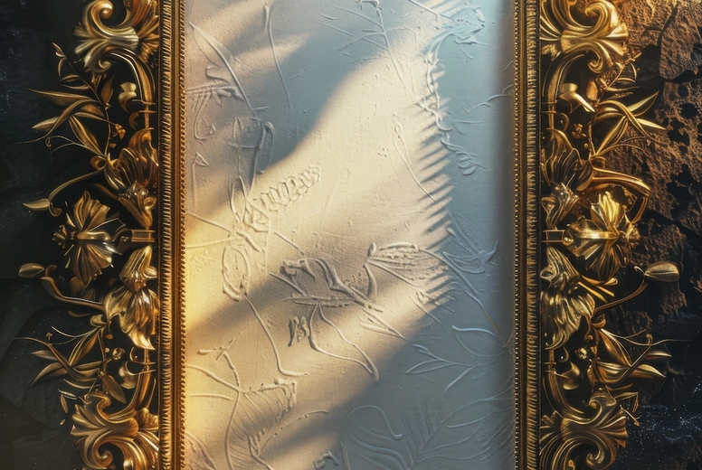 Gold decorative frame with floral ornament