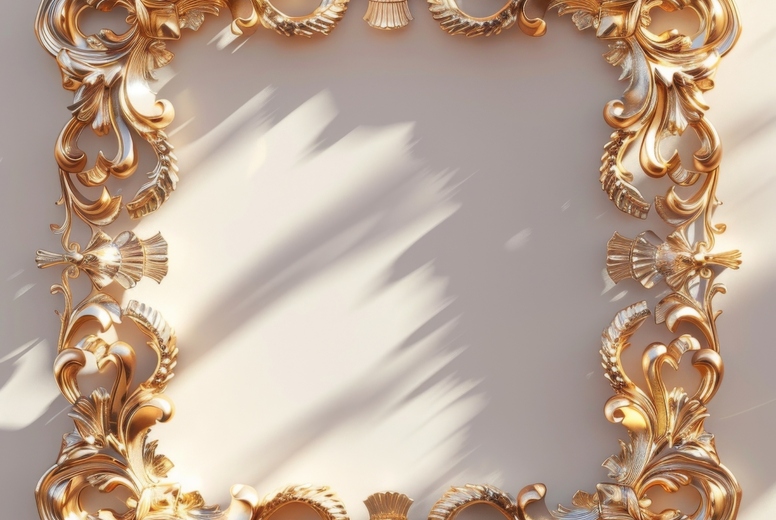 Gold decorative frame with floral ornament