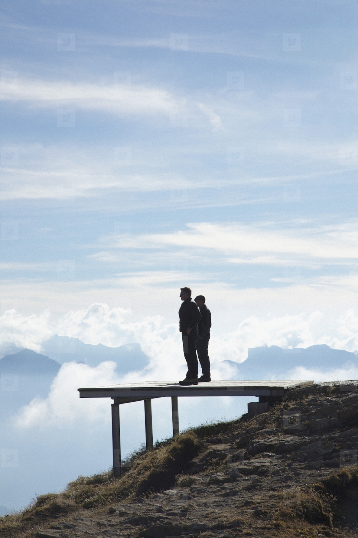 Two Men Standing on Viewing Platform