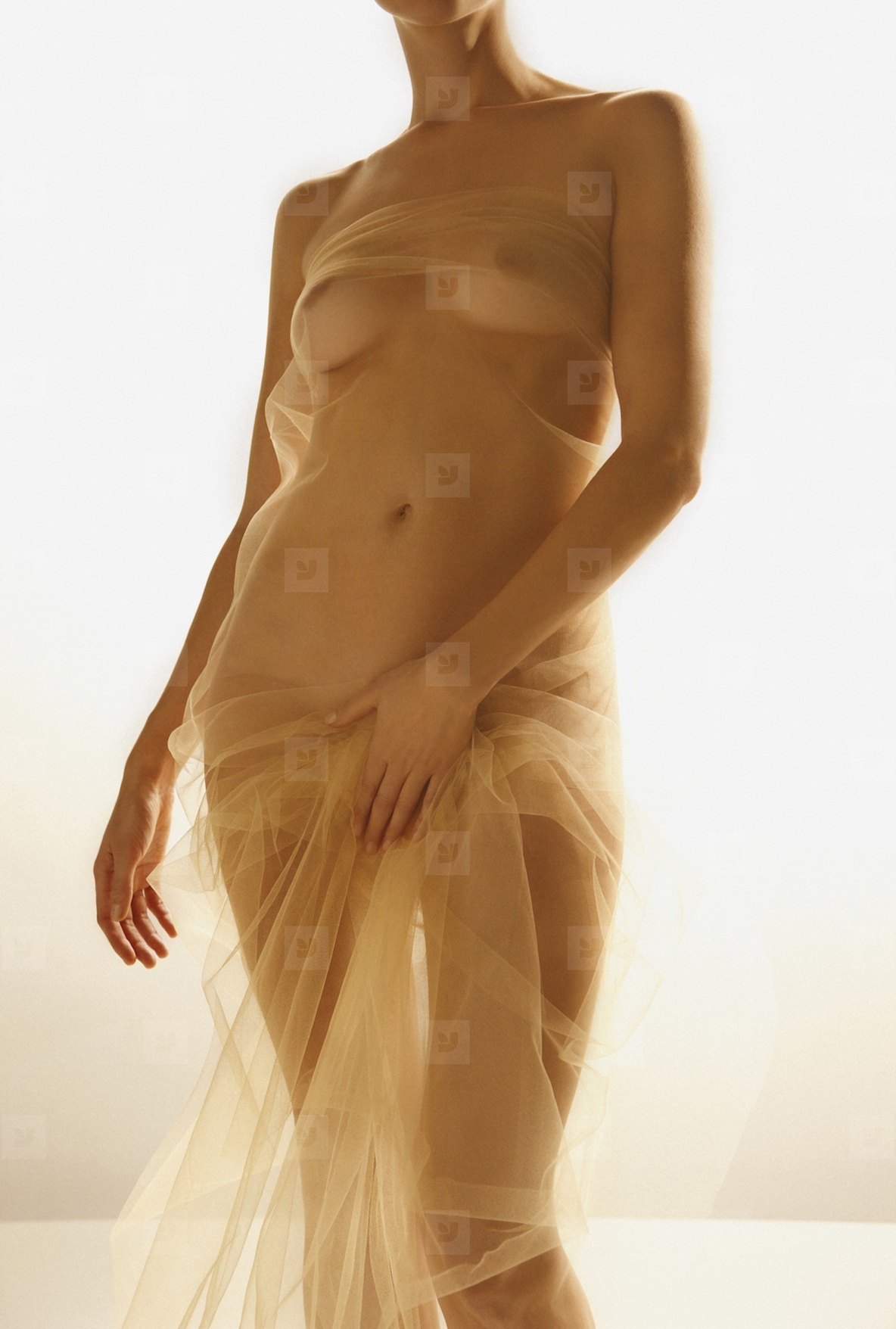 Woman Wrapped in Golden Veil
