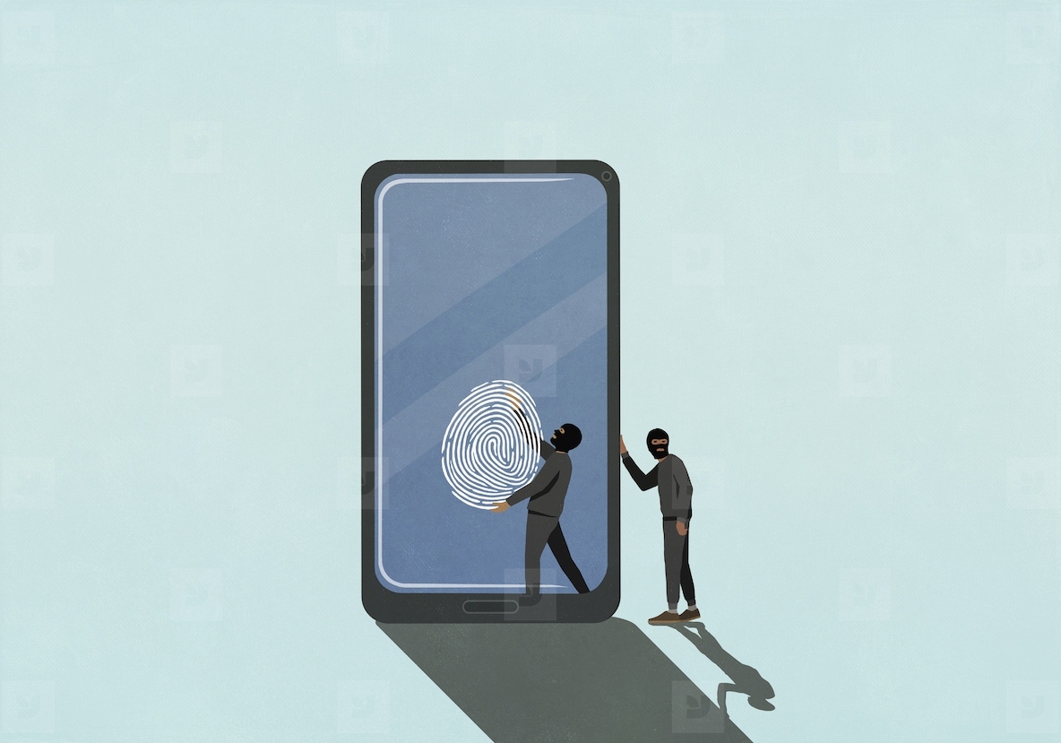 Identity thieves stealing fingerprint from smart phone screen