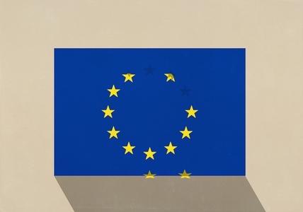 Yellow stars falling from European Union flag