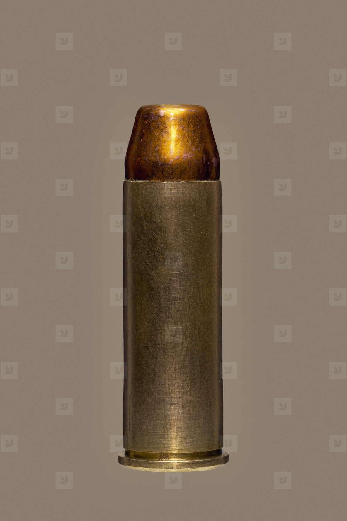 Close up of single 44 Magnum bullet cartridge