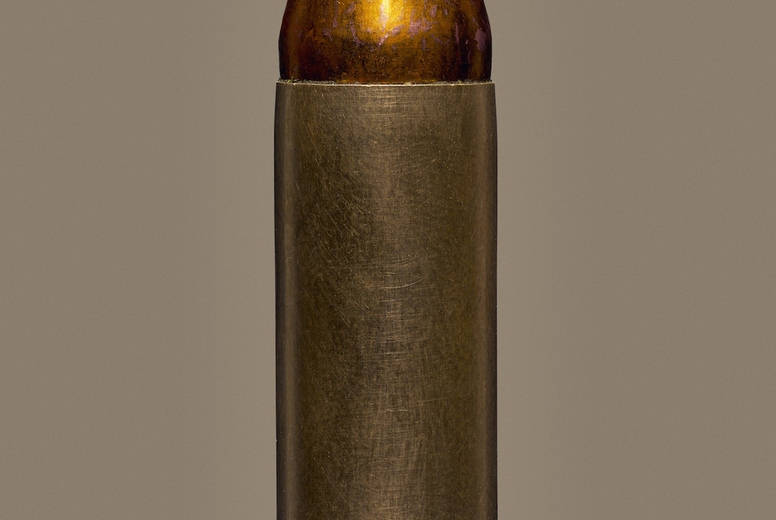 Close up of single 44 Magnum bullet cartridge
