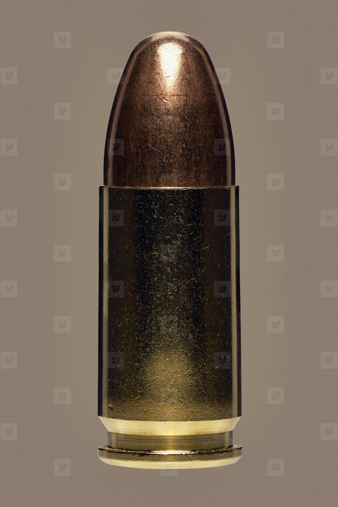 Close up studio shot 9x19mm bullet