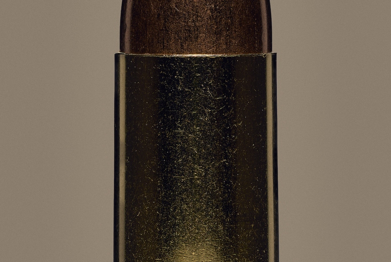 Close up studio shot 9x19mm bullet
