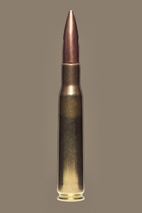 Close up studio shot of 50 BMG bullet