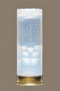 Transparent close up of 12 70 shotgun shell
