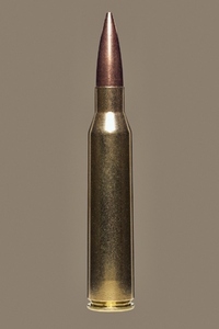 Close up studio shot 338 bullet cartridge