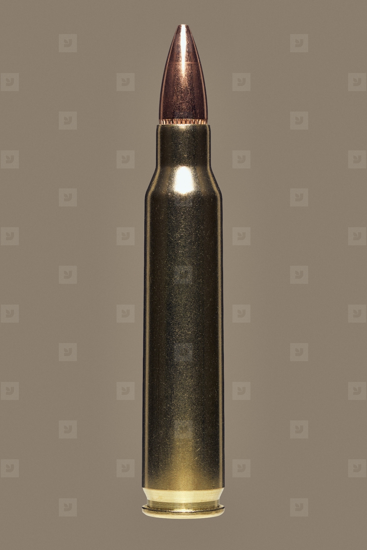 Close up studio shot 223 rifle bullet cartridge
