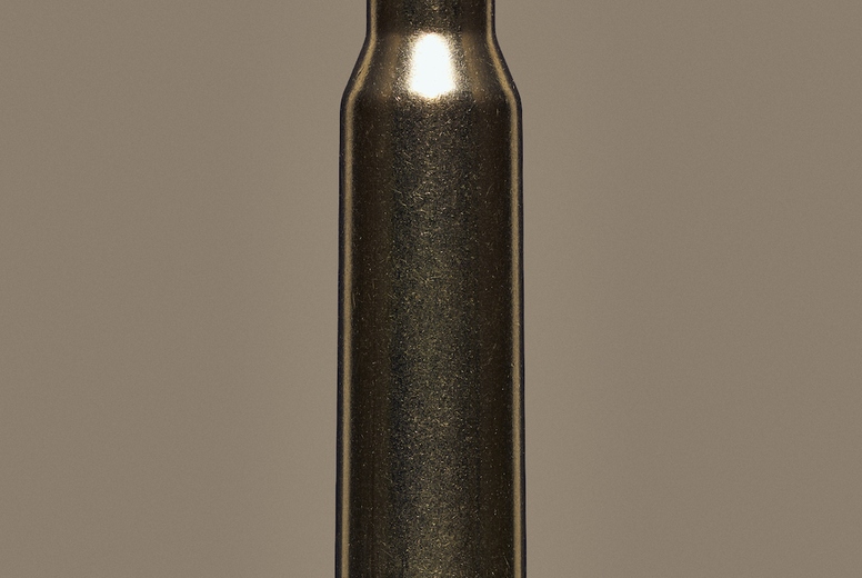 Close up studio shot 223 rifle bullet cartridge