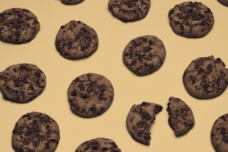 Chocolate chip cookies flat lay Chocolate chip cookies flat lay