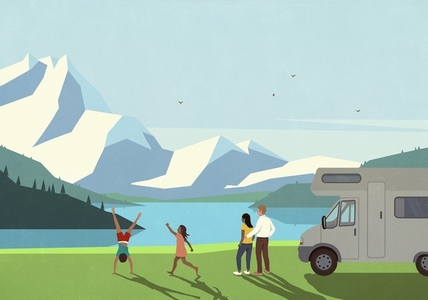 Carefree multiethnic family on vacation