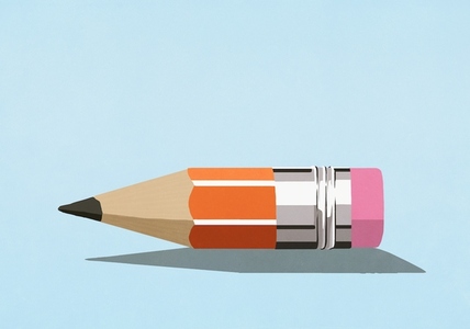 Pencil nub on blue background Pencil nub on blue background