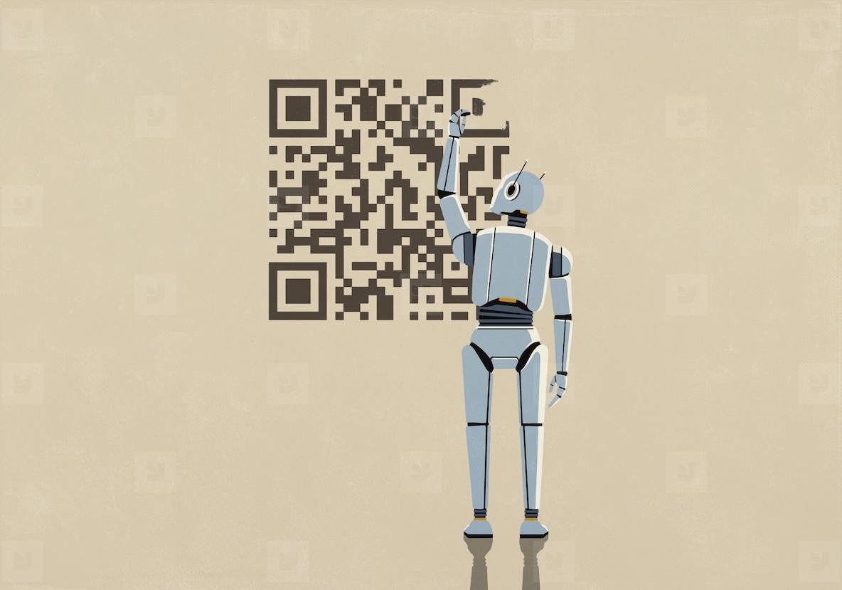 Humanoid robot drawing QR code