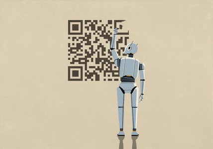 Humanoid robot drawing QR code