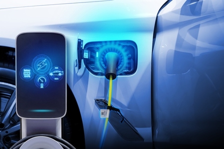 Power cable pump plug in charging power to electric vehicle EV c Power cable pump plug in charging power to electric vehicle EV c