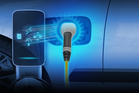 Power cable pump plug in charging power to electric vehicle EV c