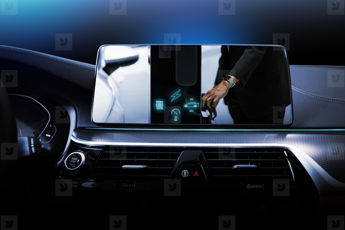 Electric car display screen that is showing the display of elect