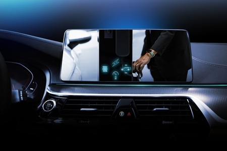 Electric car display screen that is showing the display of elect