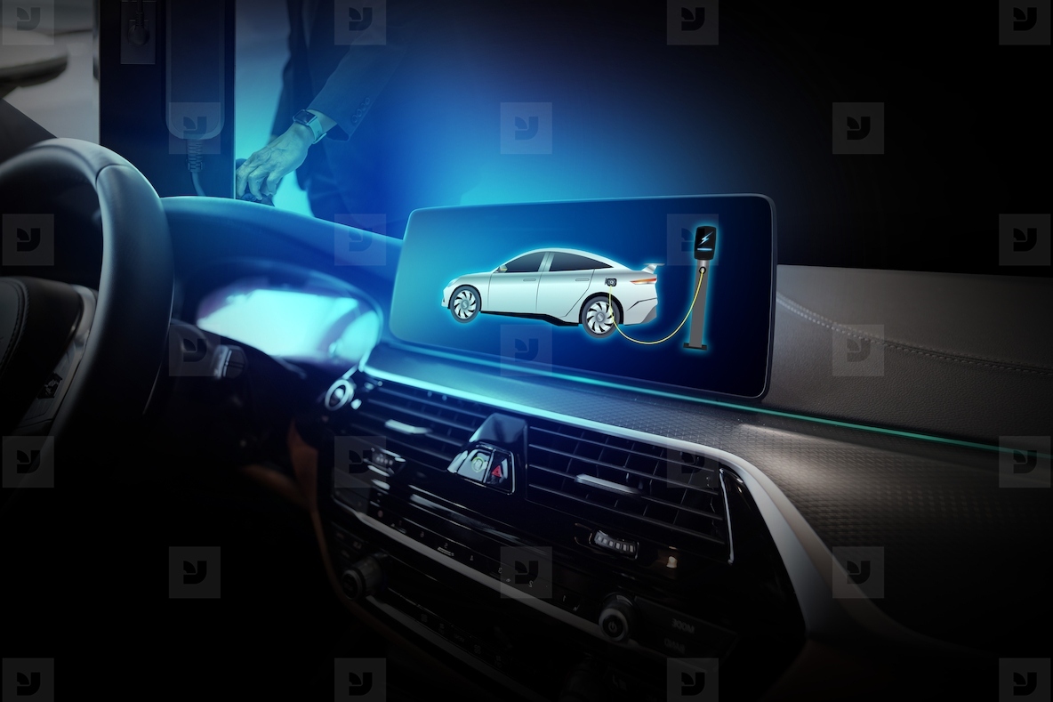 Electric car display screen that is showing the display of elect