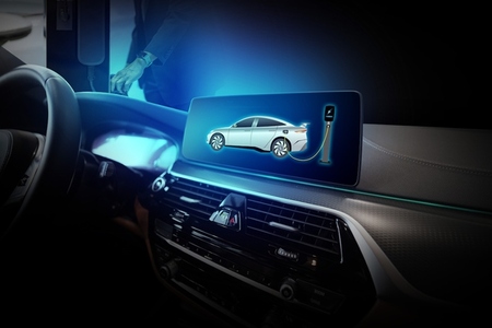 Electric car display screen that is showing the display of elect