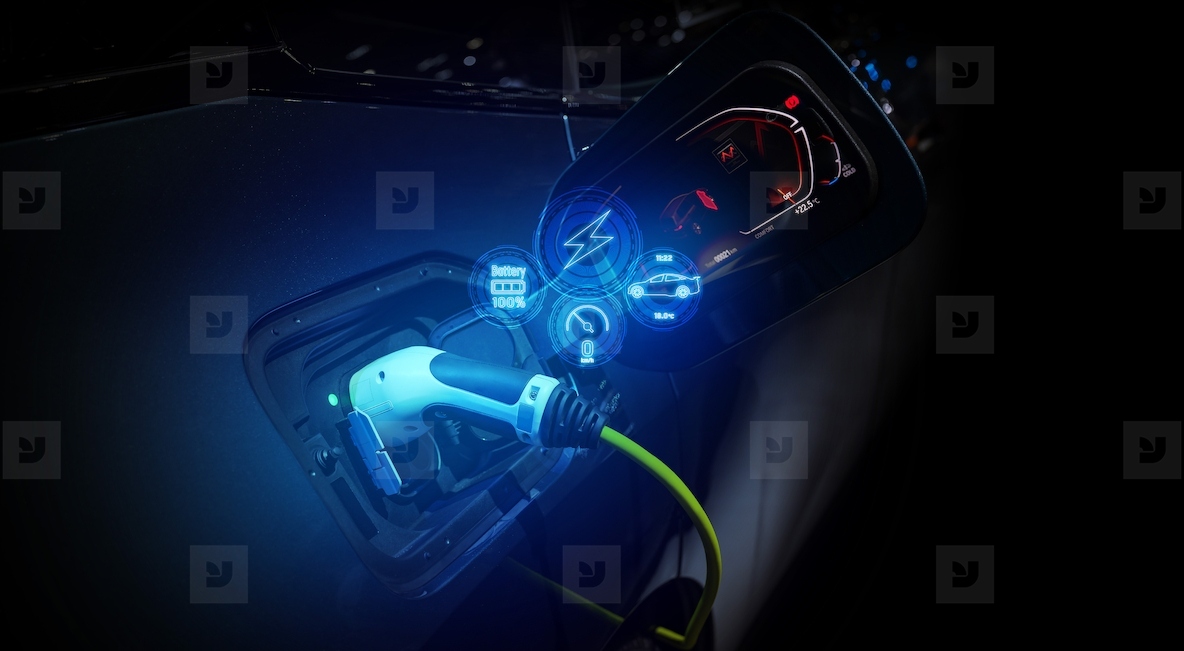 Power cable pump plug in charging power to electric vehicle EV c