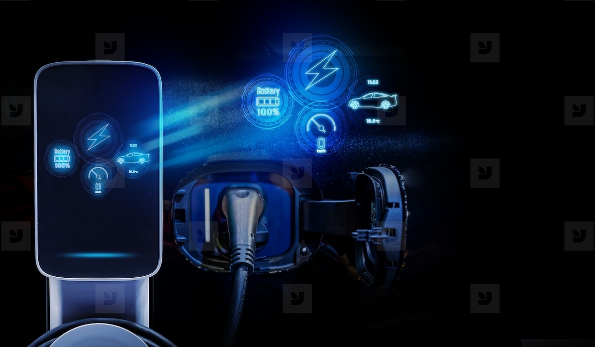 Power cable pump plug in charging power to electric vehicle EV c