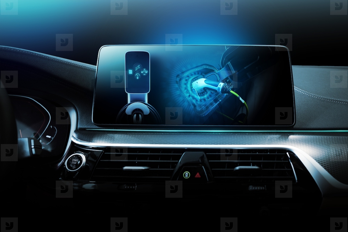 Electric car display screen that is showing the display of elect