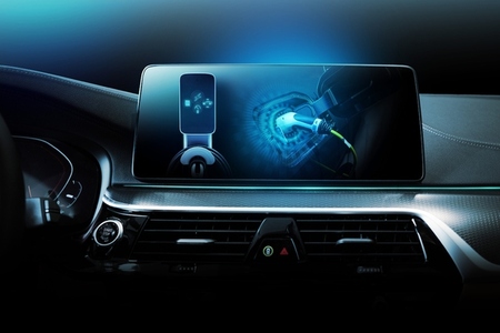 Electric car display screen that is showing the display of elect