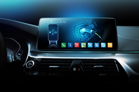 Electric car display screen that is showing the display of elect