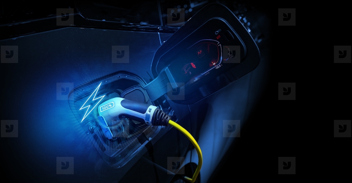 Power cable pump plug in charging power to electric vehicle EV c