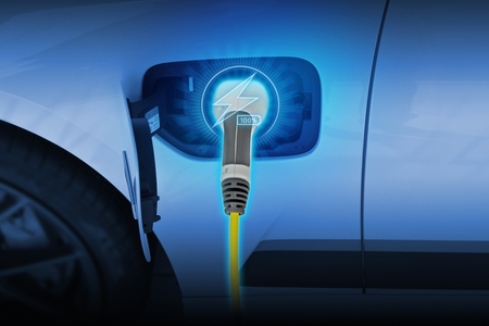 Power cable pump plug in charging power to electric vehicle EV c