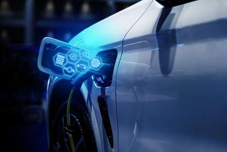 Power cable pump plug in charging power to electric vehicle EV c