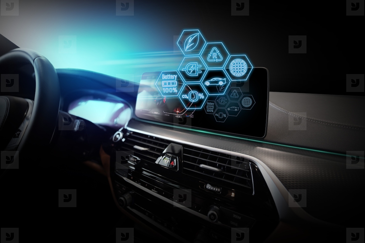 Electric car display screen that is showing the display of elect
