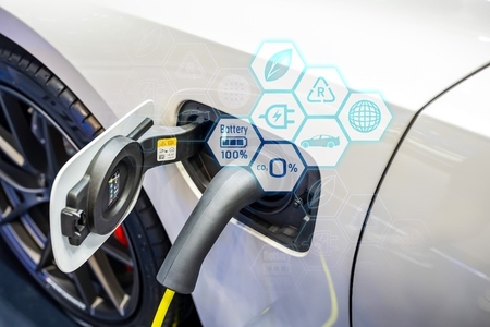 Power cable pump plug in charging power to electric vehicle EV c