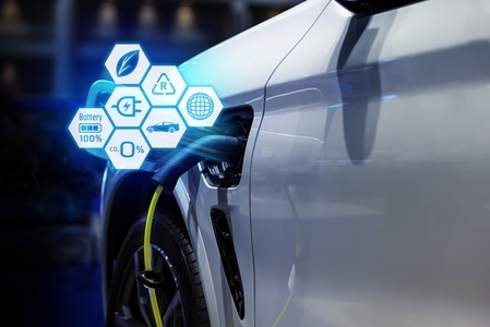 Power cable pump plug in charging power to electric vehicle EV c