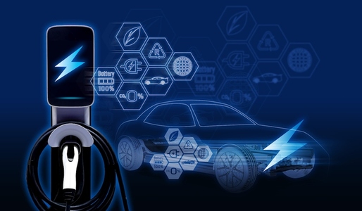 Concept of Power cable pump plug in charging power to electric v