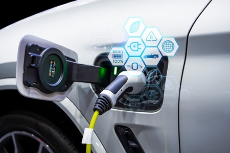 Power cable pump plug in charging power to electric vehicle EV c