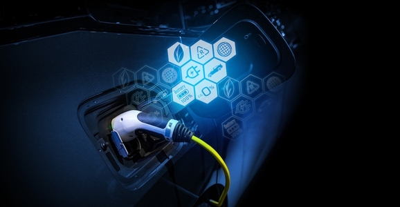 Power cable pump plug in charging power to electric vehicle EV c