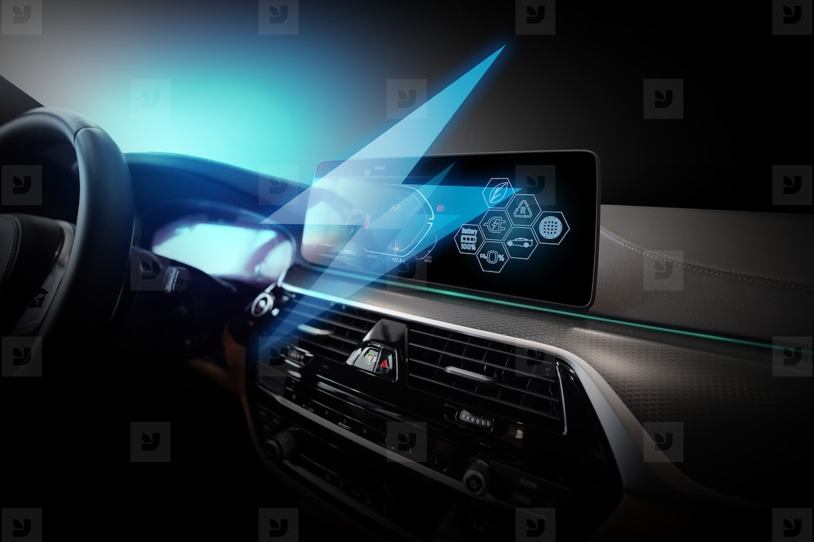 Electric car display screen that is showing the display of elect