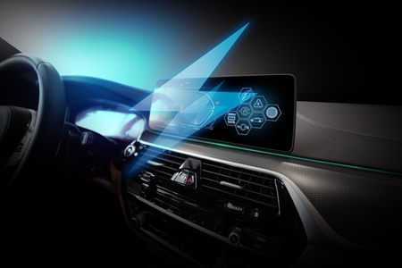 Electric car display screen that is showing the display of elect