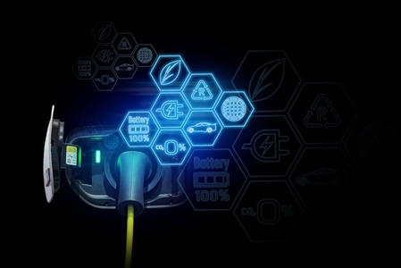 Power cable pump plug in charging power to electric vehicle EV c