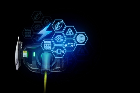 Power cable pump plug in charging power to electric vehicle EV c