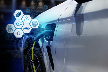 Power cable pump plug in charging power to electric vehicle EV c