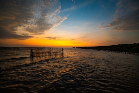 Picture of the atmosphere of the sea in the evening  the light a