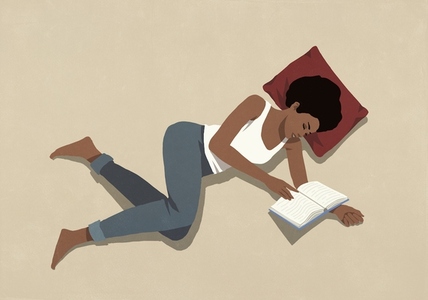 View from above of woman relaxing