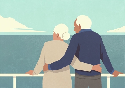 Affectionate senior couple enjoying retirement travel