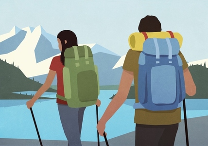 Couple backpacking getting away from it all