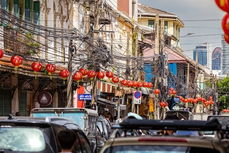 BANGKOK  THAILAND   AUGUST 19  2025  Song Wat road  a new touri